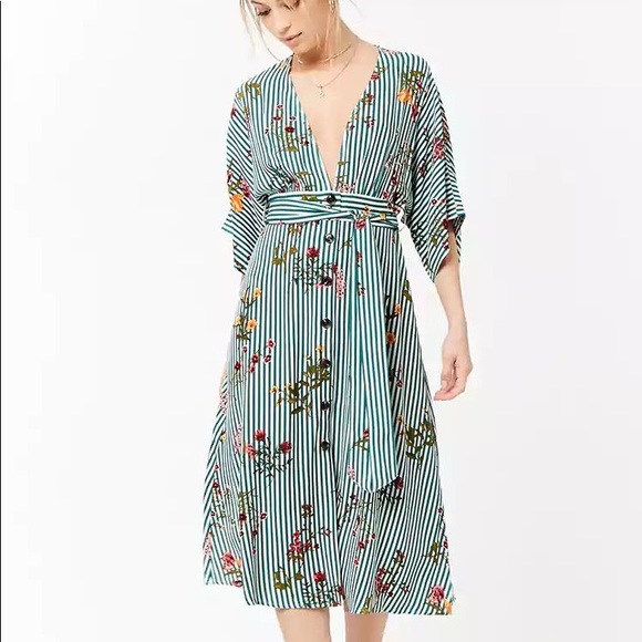 green floral dress forever 21